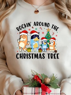 Rockin Around The Christmas Tree Shirt Bluey Christmas Shirt Christmas Bluey Family Shirt Bluey Theme Christmas Christmas Gift Unique revetee 2