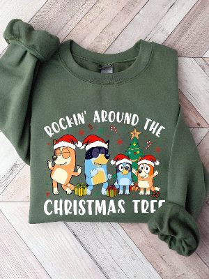 Rockin Around The Christmas Tree Shirt Bluey Christmas Shirt Christmas Bluey Family Shirt Bluey Theme Christmas Christmas Gift Unique revetee 3