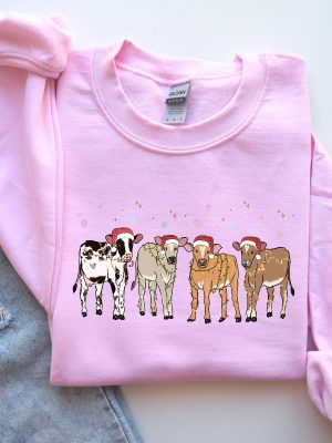 Christmas Cow Sweatshirt Cow Lover Gift Funny Christmas Shirt Holiday Sweater Farm Christmas Shirt Womens Cow Shirt Christmas Crewneck Unique revetee 3