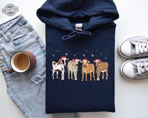 Christmas Cow Sweatshirt Cow Lover Gift Funny Christmas Shirt Holiday Sweater Farm Christmas Shirt Womens Cow Shirt Christmas Crewneck Unique revetee 8