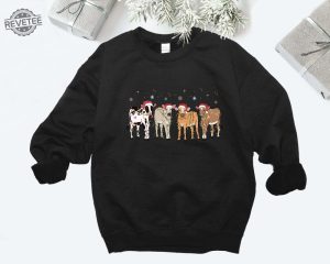 Christmas Cow Sweatshirt Cow Lover Gift Funny Christmas Shirt Holiday Sweater Farm Christmas Shirt Womens Cow Shirt Christmas Crewneck Unique revetee 9