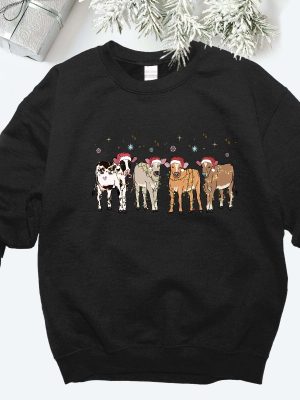 Christmas Cow Sweatshirt Cow Lover Gift Funny Christmas Shirt Holiday Sweater Farm Christmas Shirt Womens Cow Shirt Christmas Crewneck Unique revetee 9