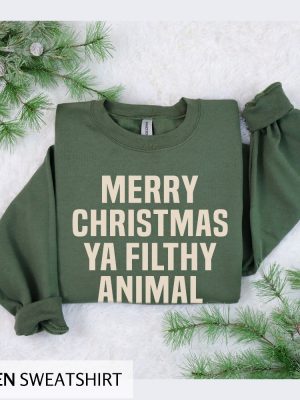 Merry Christmas Ya Filthy Animal Christmas Sweatshirt Funny Christmas Shirt For Women Crewneck Holiday Sweater Christmas Gift Preppy Xmas Unique revetee 4