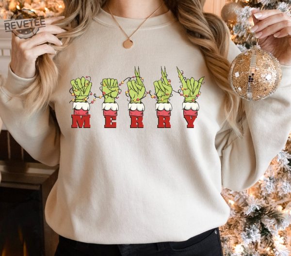 Asl Merry Christmas Shirt Sign Language Christmas Sweatshirt Hand Language Holiday Shirt Gift For Deaf Pride Slp Merry Christmas Tee Unique revetee 2