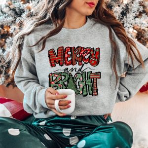 Merry And Bright Sweatshirt Christmas Sweatshirt Family Christmas Sweatshirt Christmas Sweatshirts For Women Merry Christmas Sweatshirt Unique revetee 2 3