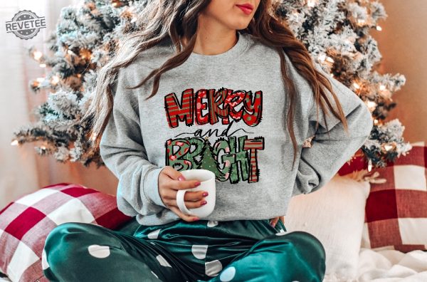 Merry And Bright Sweatshirt Christmas Sweatshirt Family Christmas Sweatshirt Christmas Sweatshirts For Women Merry Christmas Sweatshirt Unique revetee 2 3