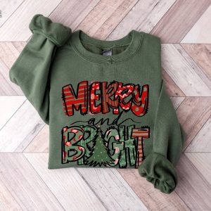 Merry And Bright Sweatshirt Christmas Sweatshirt Family Christmas Sweatshirt Christmas Sweatshirts For Women Merry Christmas Sweatshirt Unique revetee 5 1