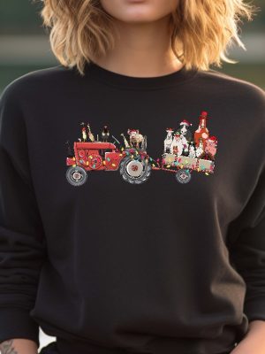 Farm Animals Truck Christmas Sweatshirt Farm Animal Shirt Truck Xmas Lights Farmer Christmas Shirt Farm Animals Lover Unique revetee 3