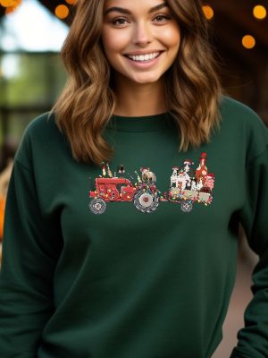 Farm Animals Truck Christmas Sweatshirt Farm Animal Shirt Truck Xmas Lights Farmer Christmas Shirt Farm Animals Lover Unique revetee 4