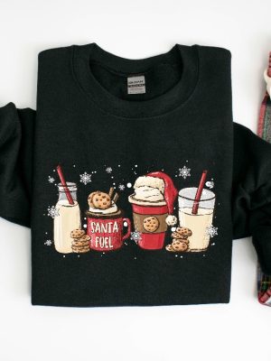 Santa Fuel Sweatshirt Christmas Milk And Cookies Christmas Latte Shirt Women Christmas Shirts Funny Christmas Gifts Family Xmas Shirts Unique revetee 2