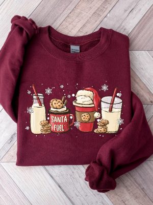 Santa Fuel Sweatshirt Christmas Milk And Cookies Christmas Latte Shirt Women Christmas Shirts Funny Christmas Gifts Family Xmas Shirts Unique revetee 5