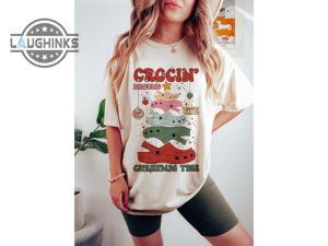 crocin around the christmas tree shirt hoodie sweatshirt mens womens kids crocs xmas tree tshirt retro funny holiday christmas shirt vintage winter gift laughinks 1