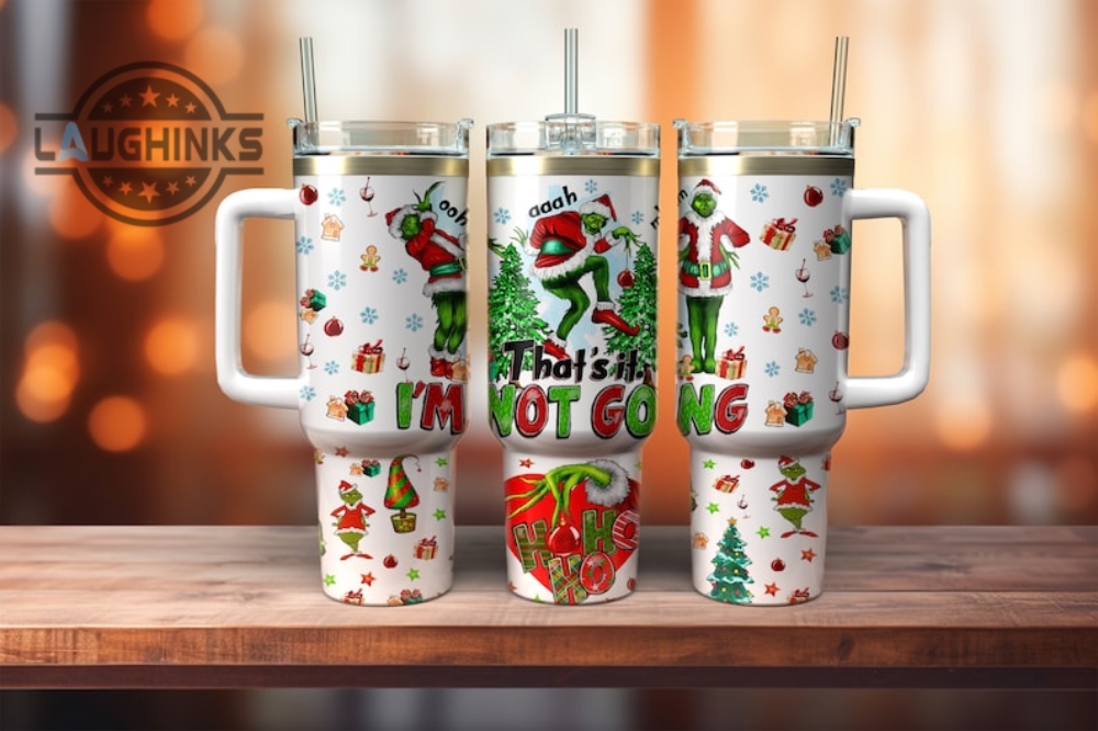 40oz Grinch Tumblers with Handle Stainless Steel Travel Mug