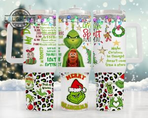 the grinch tumbler with handle merry grinchmas 40oz stainless steel travel mug grinch is my spirit animal stanley cup 40 oz grinch my day im booked laughinks 1