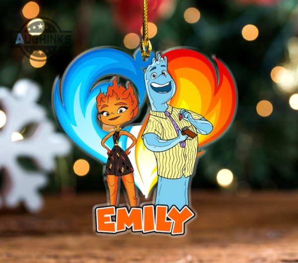 elemental ornament disney personalized elemental christmas ornaments ember and wade chemical xmas tree decorations custom disney christmas gift laughinks 1