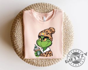 Grinch Boujee Christmas Shirt Grinch Leopard Unisex Hoodie Grinchmas Starbucks Tshirt Merry Grinchmas Sweatshirt Christmas Shirt giftyzy 4