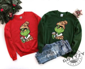 Grinch Boujee Christmas Shirt Grinch Leopard Unisex Hoodie Grinchmas Starbucks Tshirt Merry Grinchmas Sweatshirt Christmas Shirt giftyzy 6