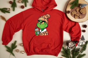 Grinch Boujee Christmas Shirt Grinch Leopard Unisex Hoodie Grinchmas Starbucks Tshirt Merry Grinchmas Sweatshirt Christmas Shirt giftyzy 8