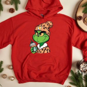 Grinch Boujee Christmas Shirt Grinch Leopard Unisex Hoodie Grinchmas Starbucks Tshirt Merry Grinchmas Sweatshirt Christmas Shirt giftyzy 8