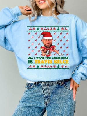 Travis Kelce Christmas Sweatshirt Kelce Shirt Vintage Kansas City Football Kelce Kansas City Football Christmas Gifts Unique revetee 5