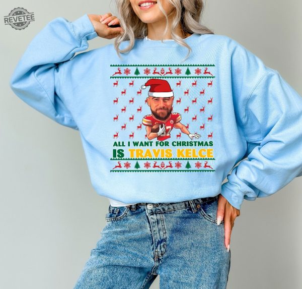 Travis Kelce Christmas Sweatshirt Kelce Shirt Vintage Kansas City Football Kelce Kansas City Football Christmas Gifts Unique revetee 5