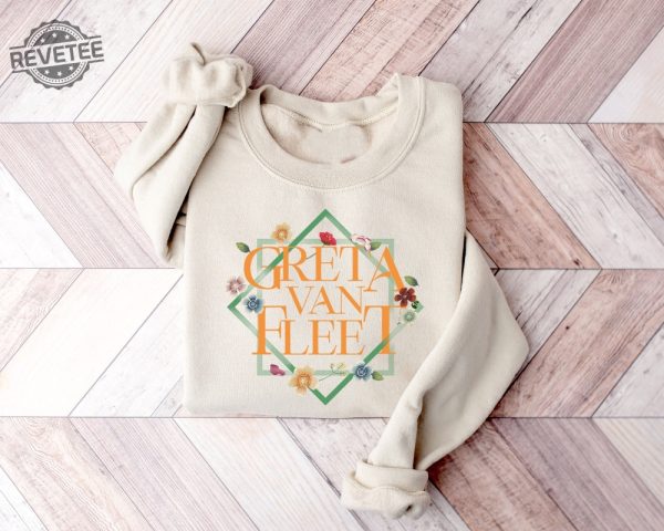 Floral Retro Greta Van Fleet Sweatshirt Van Fleet Dreams In Gold Greta Van Fleet Shirt Gvf Starcatcher Shirt Boho Vintage Musician Shirt Unique revetee 1