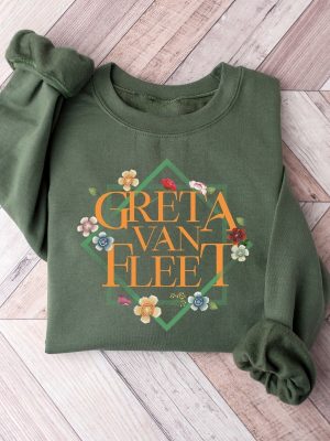 Floral Retro Greta Van Fleet Sweatshirt Van Fleet Dreams In Gold Greta Van Fleet Shirt Gvf Starcatcher Shirt Boho Vintage Musician Shirt Unique revetee 5