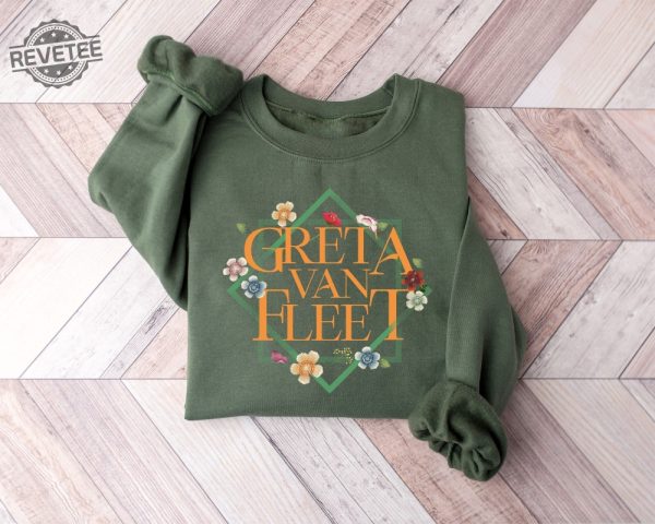 Floral Retro Greta Van Fleet Sweatshirt Van Fleet Dreams In Gold Greta Van Fleet Shirt Gvf Starcatcher Shirt Boho Vintage Musician Shirt Unique revetee 5