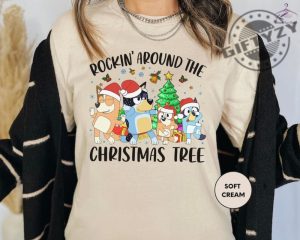 Rockin Around The Christmas Tree Tshirt Bluey Christmas Sweatshirt Bluey Christmas Hoodie Kids Christmas Shirt giftyzy 2