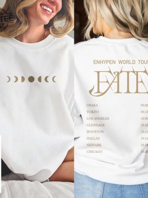 Enhypen Kpop Shirt World Tour Fate 2023 Tee Double Side Engine Hoodie Vintage Retro Merch Unisex Bootleg Sweatshirt Kpop Unique revetee 4