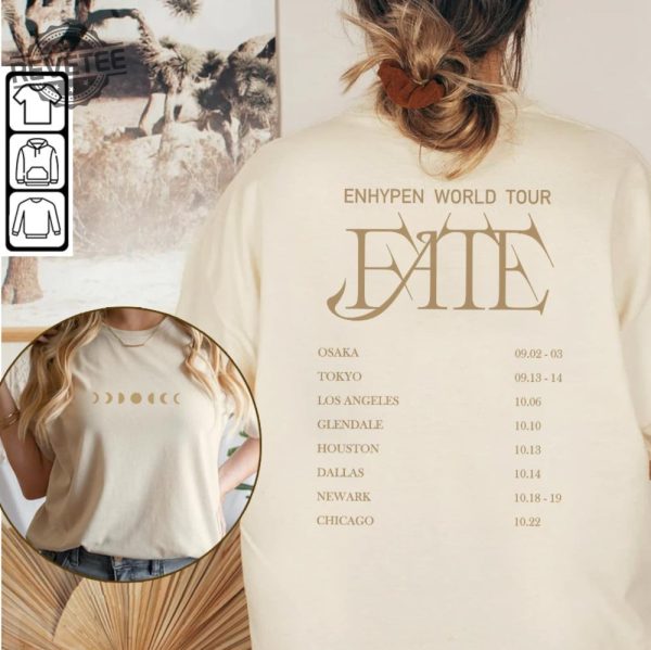 Enhypen Kpop Shirt World Tour Fate 2023 Tee Double Side Engine Hoodie Vintage Retro Merch Unisex Bootleg Sweatshirt Kpop Unique revetee 6
