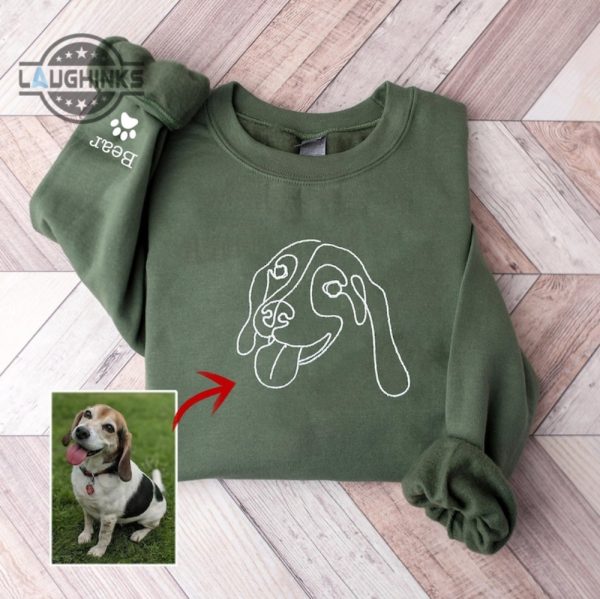 custom pet embroidered sweatshirt tshirt hoodie personalized dogs cats name shirts upload photo gift for dog lovers moms dads laughinks 1 1