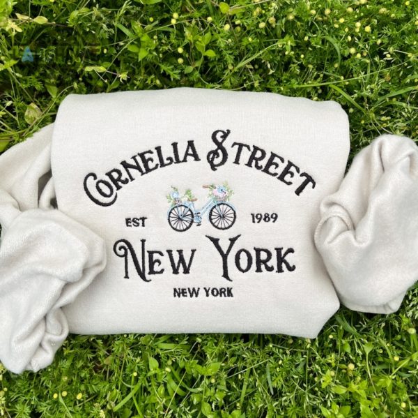 new york embroidered sweatshirt tshirt hoodie cornelia street ny floral bicycle embroidery crewneck shirts swifties gift for taylor swift fans laughinks 1 1