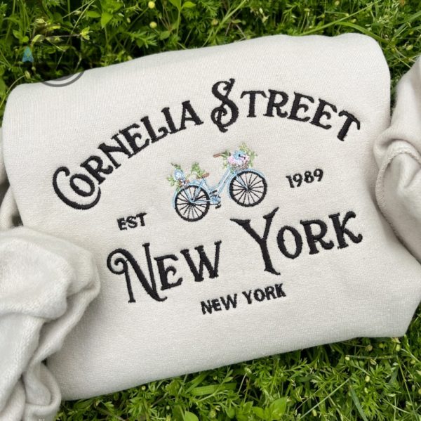 new york embroidered sweatshirt tshirt hoodie cornelia street ny floral bicycle embroidery crewneck shirts swifties gift for taylor swift fans laughinks 2 1