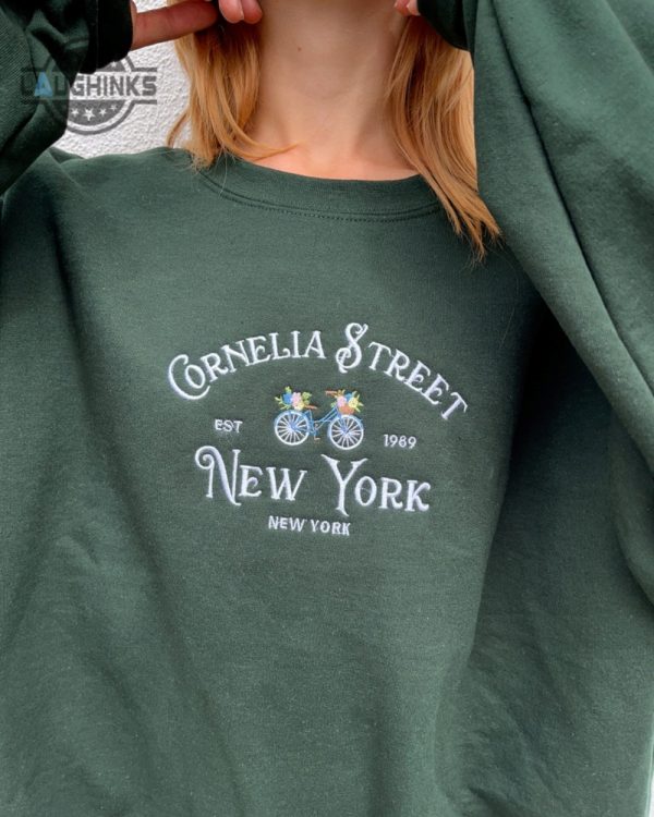 new york embroidered sweatshirt tshirt hoodie cornelia street ny floral bicycle embroidery crewneck shirts swifties gift for taylor swift fans laughinks 3 1