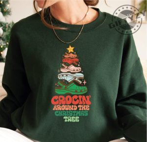 Crocin Around The Christmas Tree Sweatshirt And Hoodie Funny Christmas Tshirt Crocs Christmas Tree Youth Shirt giftyzy 3