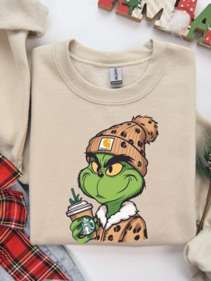 The Grinch Christmas Sweatshirt Funny Christmas Shirt Coffee Christmas Sweater Christmas Gift For Her Coffee Lover Gift Coffee Lover Shirt Unique revetee 2