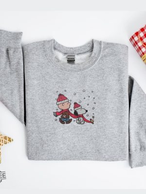 Embroidered Snoopy Christmas Sweatshirt Christmas Embroidered Sweatshirt Snoopy Shirt Christmas Gift Cute Christmas Sweater Snoopy Winter Unique revetee 3