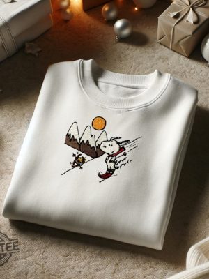 Snoopy Skiing Embroidered Crewneck Funny Snoopy Gift Unisex Personalized Soft Pullover For Him Her Fall Theme Crewneck Christmas Gifts Unique revetee 2