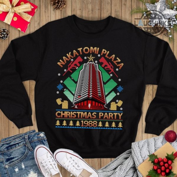 nakatomi christmas party shirt sweatshirt hoodie mens womens kids nakatomi plaza xmas party 1988 ugly shirts die hard tshirt christmas movie gift laughinks 1