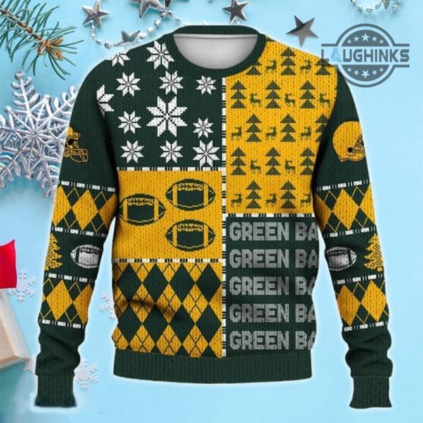 green bay packers sweatshirt all over printed green bay football ugly xmas artificial wool sweater retro nfl american pattern christmas shirts gift for fans laughinks 2