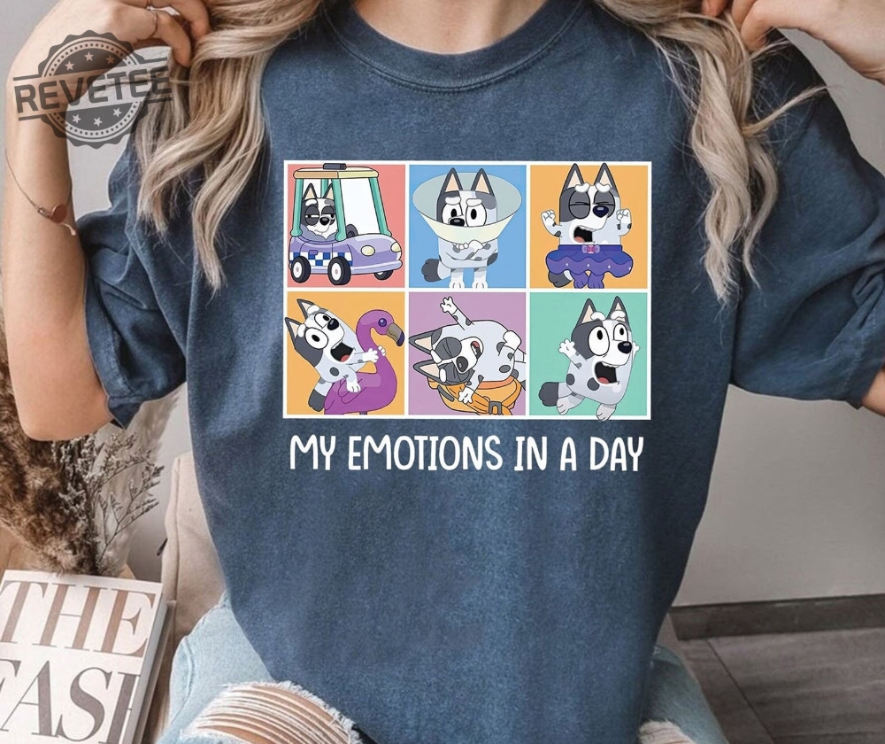 Bluey Muffin My Emotions In A Day Shirt Cartoon Sweatshirt Muffin Shirt Cartoon Shirt Muffin T Shirt Cute Muffin Trending Shirt Unique