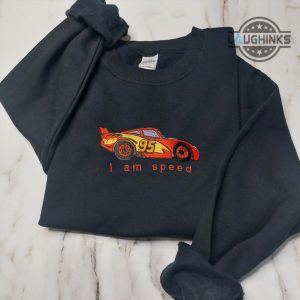 lightning mcqueen tshirt hoodie sweatshirt embroidered mcqueen i am speed crewneck sweater disney cars embroidery vintage shirts laughinks 1