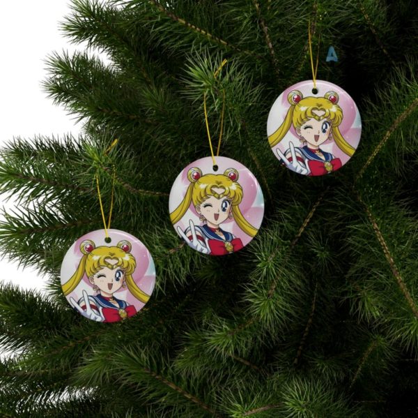 sailor moon christmas ornament double sided sailor moon ceramic holiday ornaments usagi xmas tree decorations gift for manga anime lovers laughinks 4