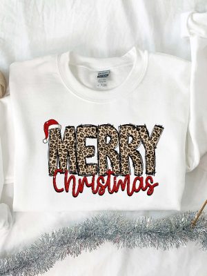 Christmas Shirt Merry Christmas Sweatshirt Leopard Printed Christmas Shirt Christmas Gift Shirt Women Leopard Christmas Shirt Unique revetee 2