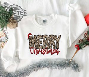 Christmas Shirt Merry Christmas Sweatshirt Leopard Printed Christmas Shirt Christmas Gift Shirt Women Leopard Christmas Shirt Unique revetee 1 1