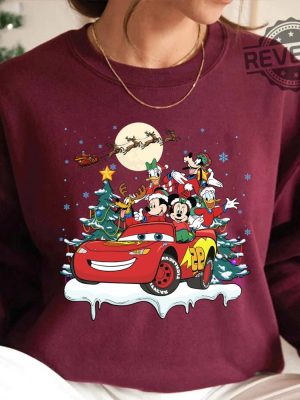 Retro Mickey And Friends Christmas Cars Shirt Lightning Mcqueen Car Christmas Shirt Mickeys Very Merry Christmas Party Disney Cars Xmas Unique revetee 3