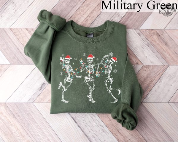 Christmas Dancing Skeleton Sweatshirt Skeleton Christmas Shirt Christmas Crewneck Holiday Sweater New Year Shirt Christmas Lights Shirt Unique revetee 1