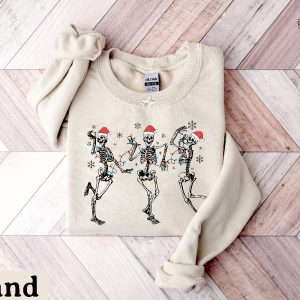 Christmas Dancing Skeleton Sweatshirt Skeleton Christmas Shirt Christmas Crewneck Holiday Sweater New Year Shirt Christmas Lights Shirt Unique revetee 3