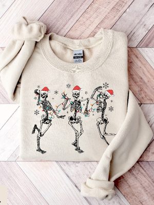 Christmas Dancing Skeleton Sweatshirt Skeleton Christmas Shirt Christmas Crewneck Holiday Sweater New Year Shirt Christmas Lights Shirt Unique revetee 3